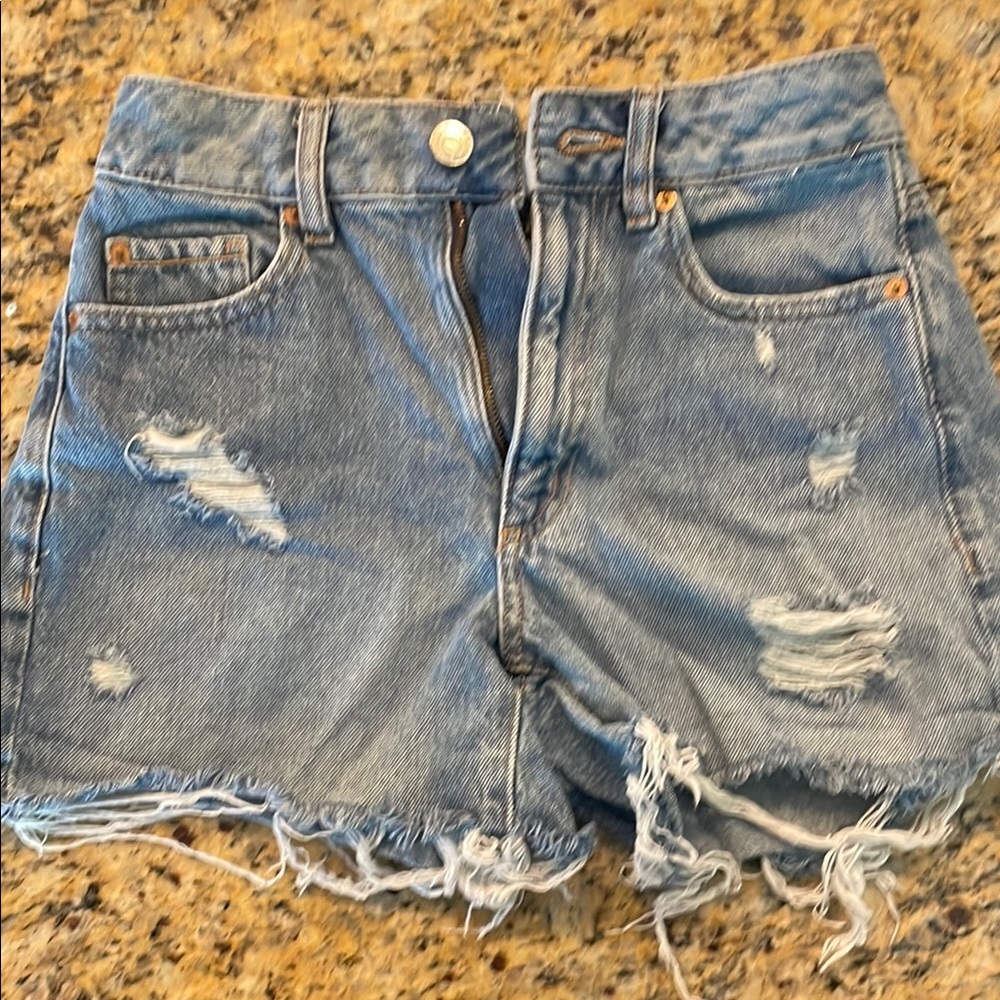 Garage Distressed Denim Blue Shorts